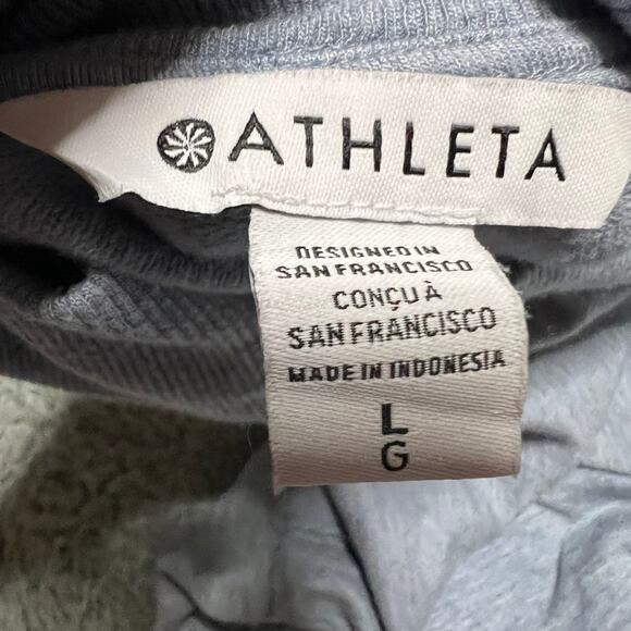 Athleta Sweatshirt Womens Large Blue Clarity V-Neck Pullover Fleece Sweater - Picture 7 of 9